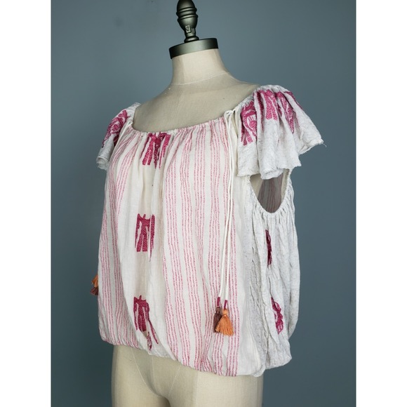 Free People Pukka Tee Top Tassel Boho Romantic Artsy Feminine Fairy Lightweight - Picture 3 of 5